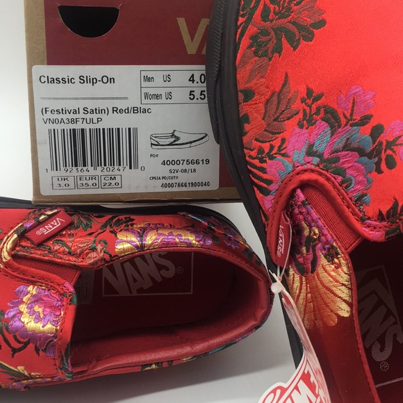 Vans Classic Slip-On Festival Satin Red/Black - Picture 14 of 16